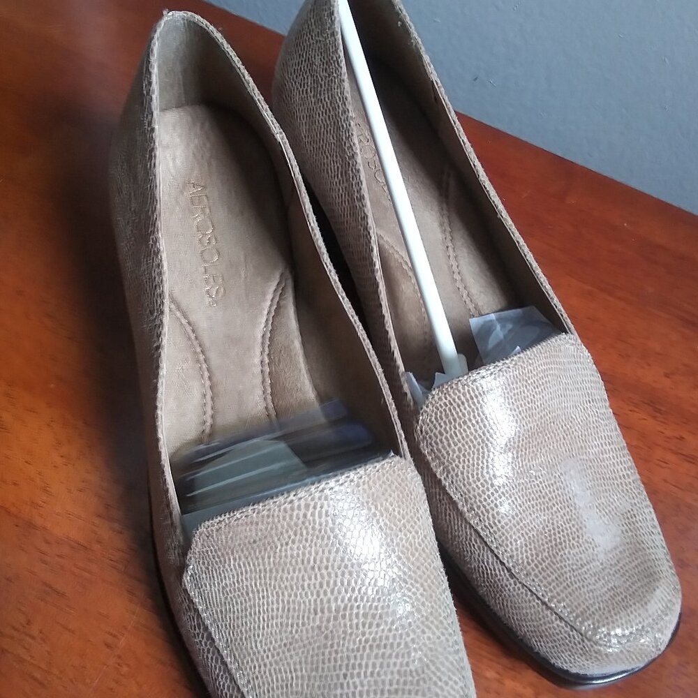 Aerosoles Women's Shoes True Match Slip-On Loafer, Tan Lizard US 10M EU 8 Wedge